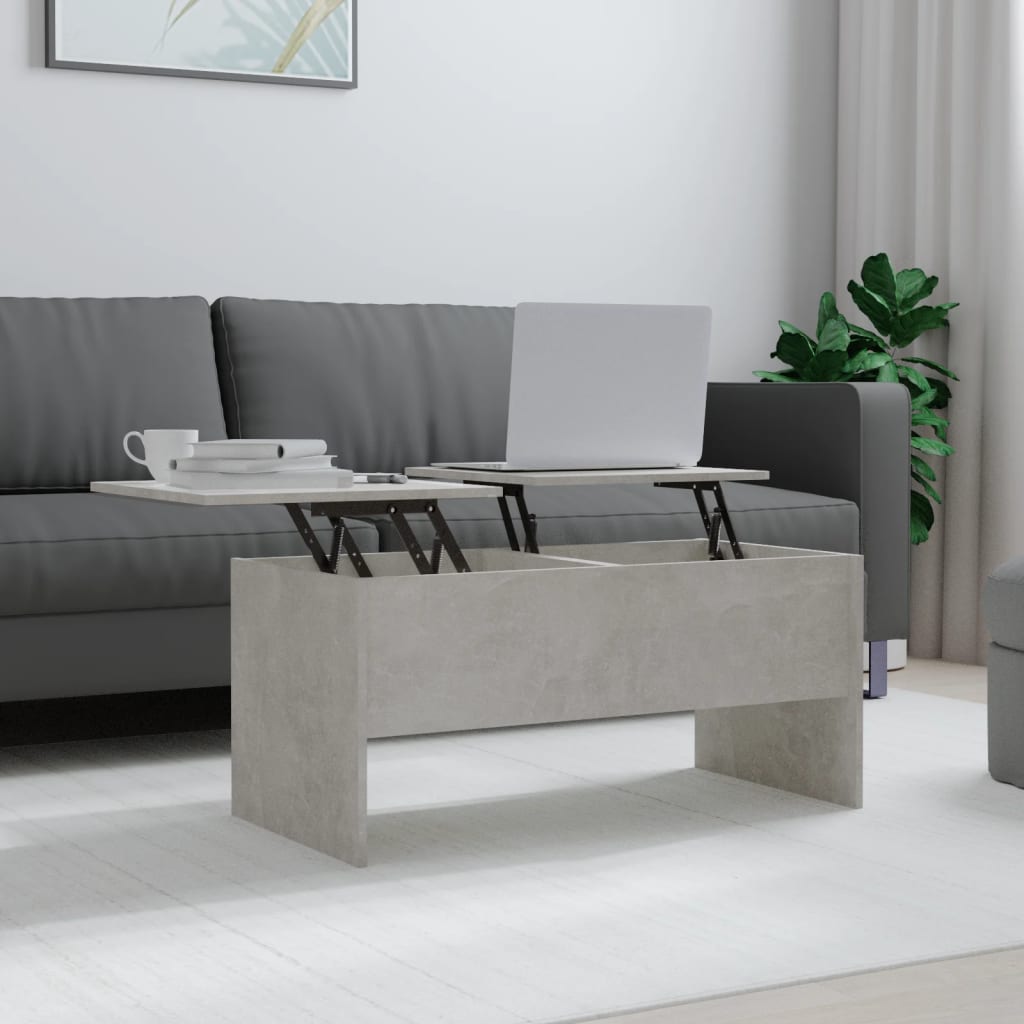 Tavolino Grigio Cemento 102x50,5x46,5 cm in Legno Multistrato