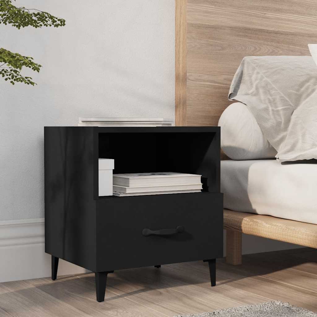 Comodino Nero in Legno Multistrato