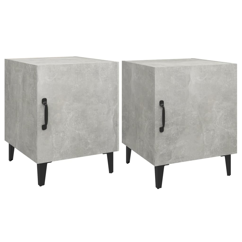 Comodini 2 pz Grigio Cemento in Legno Multistrato
