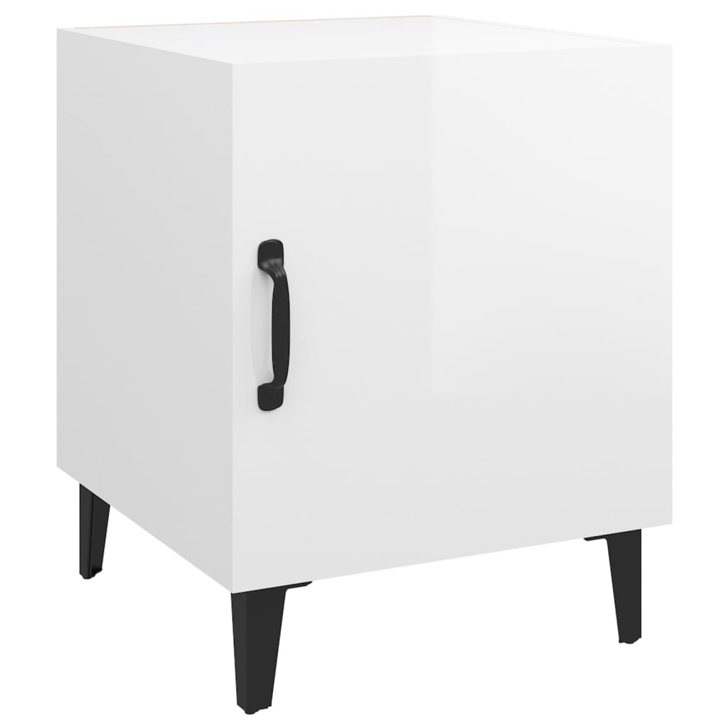 Comodino Bianco Lucido in Legno Multistrato