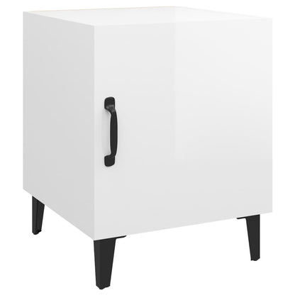 Comodino Bianco Lucido in Legno Multistrato