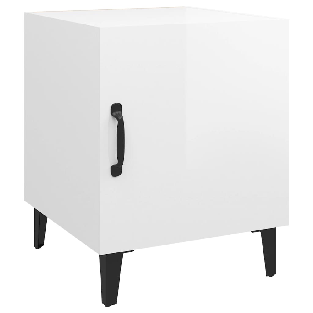Comodini 2 pz Bianco Lucido in Legno Multistrato