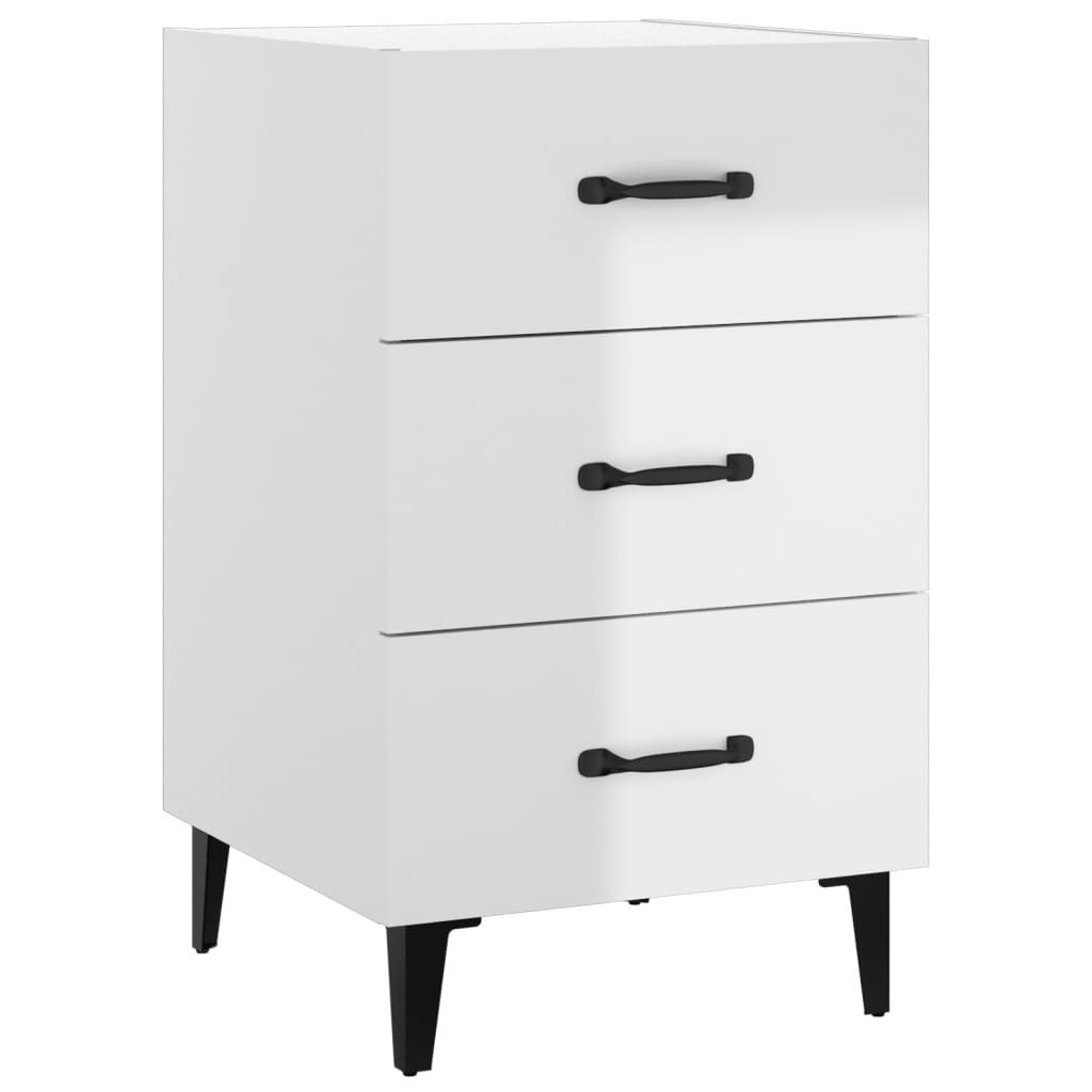 Comodino Bianco Lucido 40x40x66 cm in Legno Multistrato