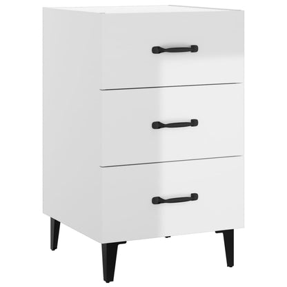 Comodino Bianco Lucido 40x40x66 cm in Legno Multistrato