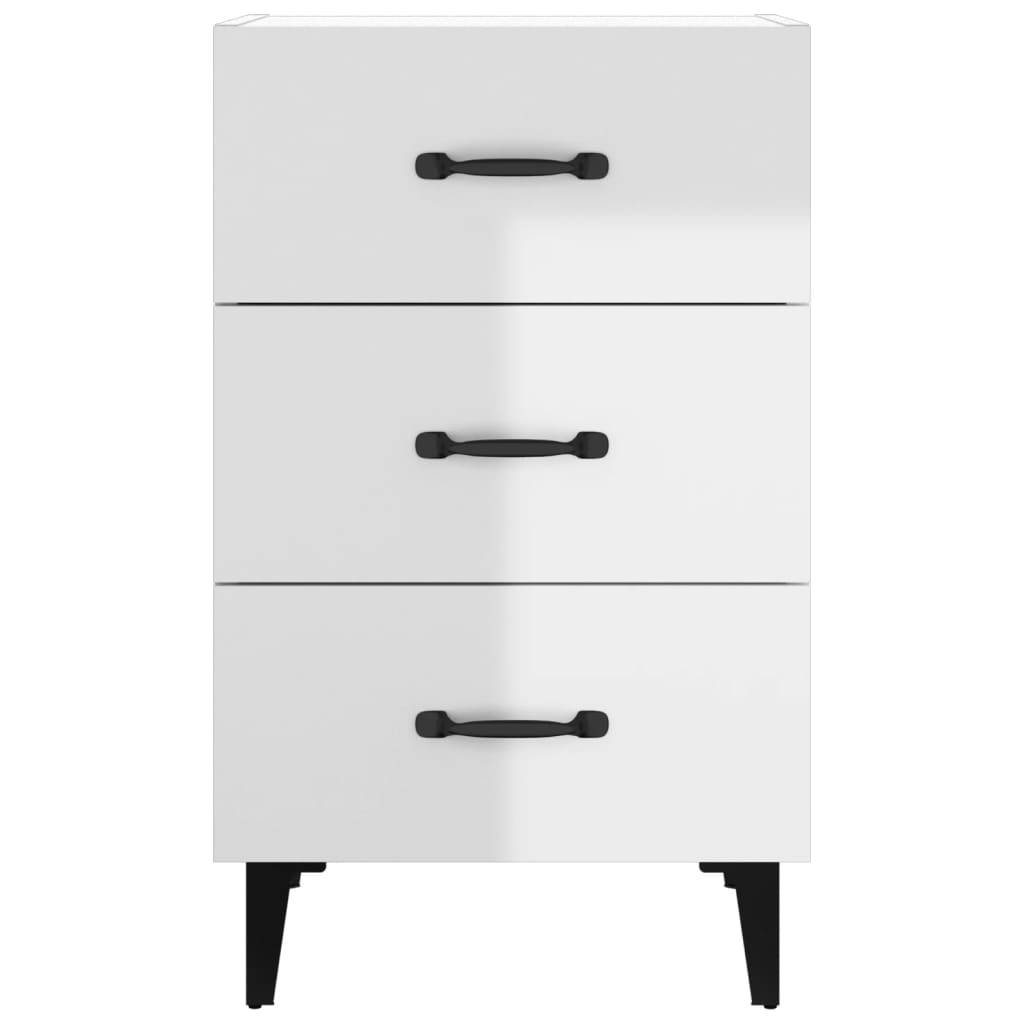 Comodino Bianco Lucido 40x40x66 cm in Legno Multistrato