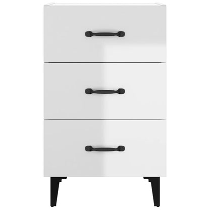Comodino Bianco Lucido 40x40x66 cm in Legno Multistrato