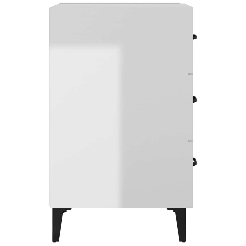 Comodino Bianco Lucido 40x40x66 cm in Legno Multistrato