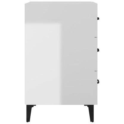 Comodino Bianco Lucido 40x40x66 cm in Legno Multistrato