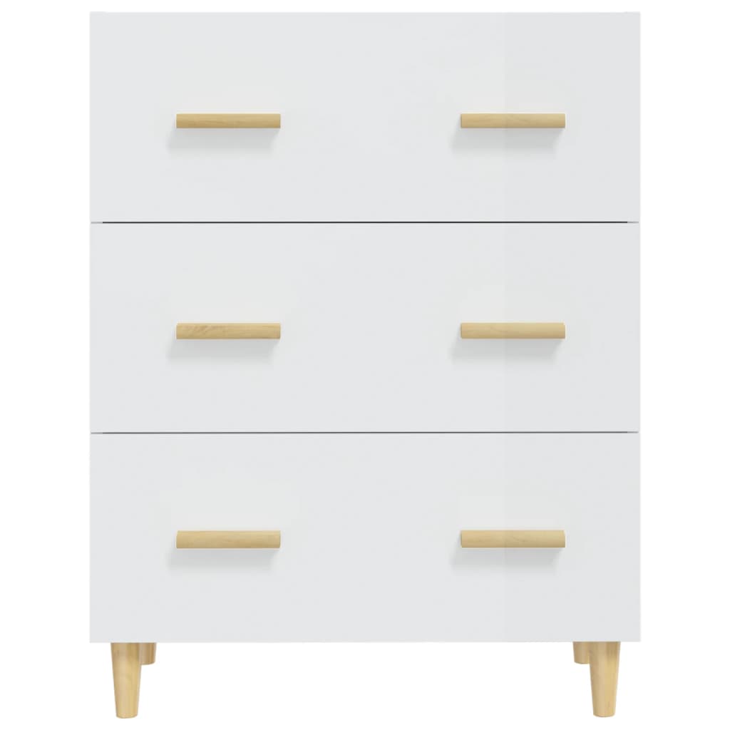 Credenza Bianco Lucido 70x34x90 cm in Legno Multistrato