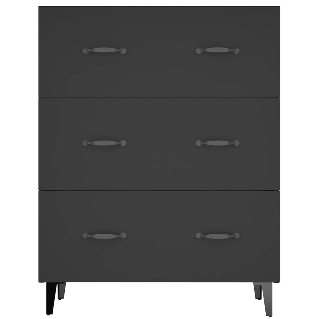 Credenza Nera 69,5x34x90 cm in Legno Multistrato