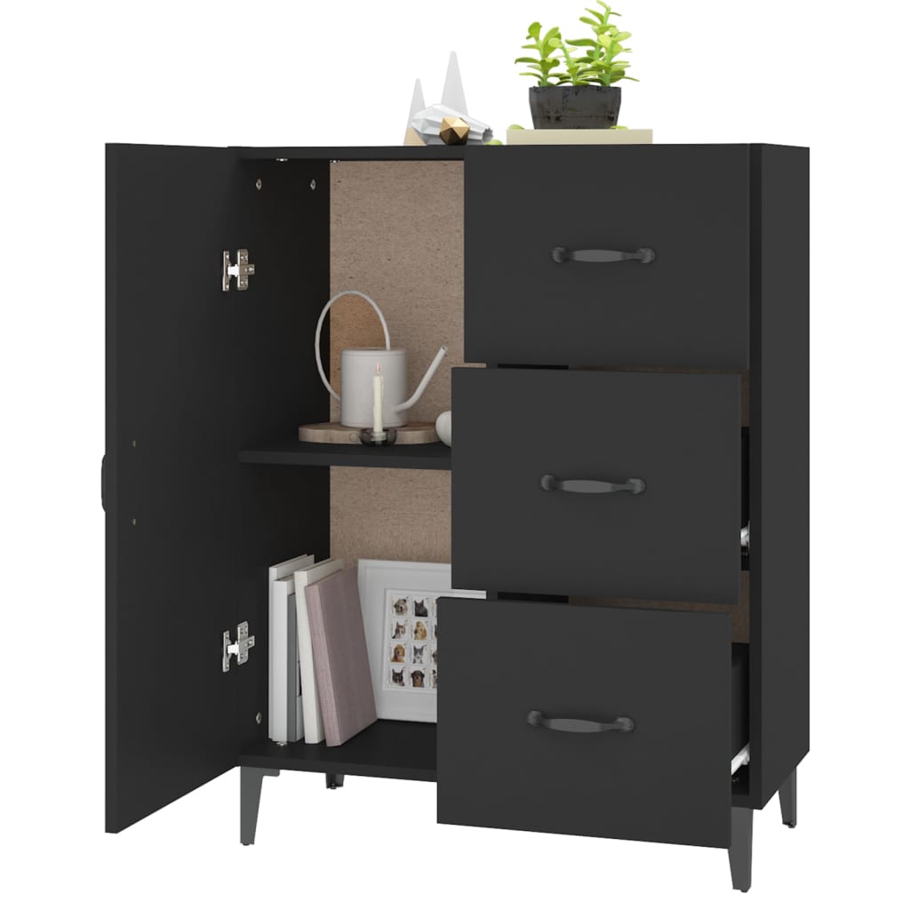 Credenza Nera 69,5x34x90 cm in Legno Multistrato