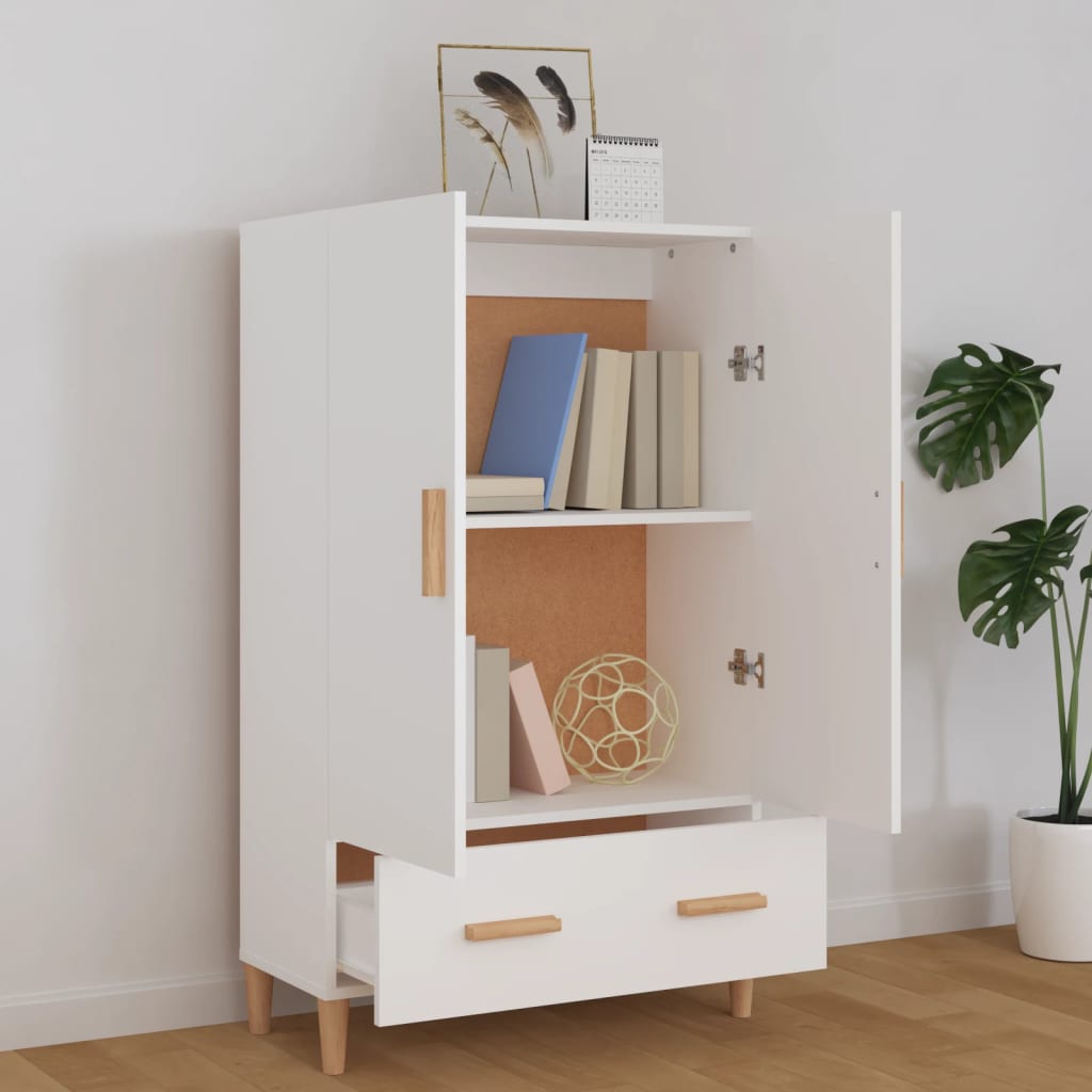 Credenza Bianca 70x31x115 cm in Legno Multistrato