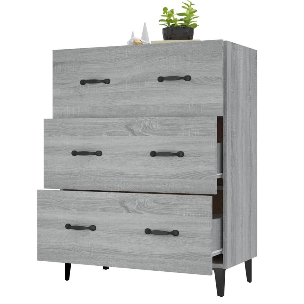Credenza Grigio Sonoma 69,5x34x90 cm in Legno Multistrato