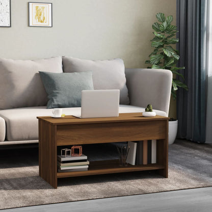 Tavolino Salotto Rovere Marrone 102x50x52,5cm Legno Multistrato