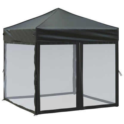 Tenda per Feste Pieghevole con Pareti Laterali Nero 2x2 m