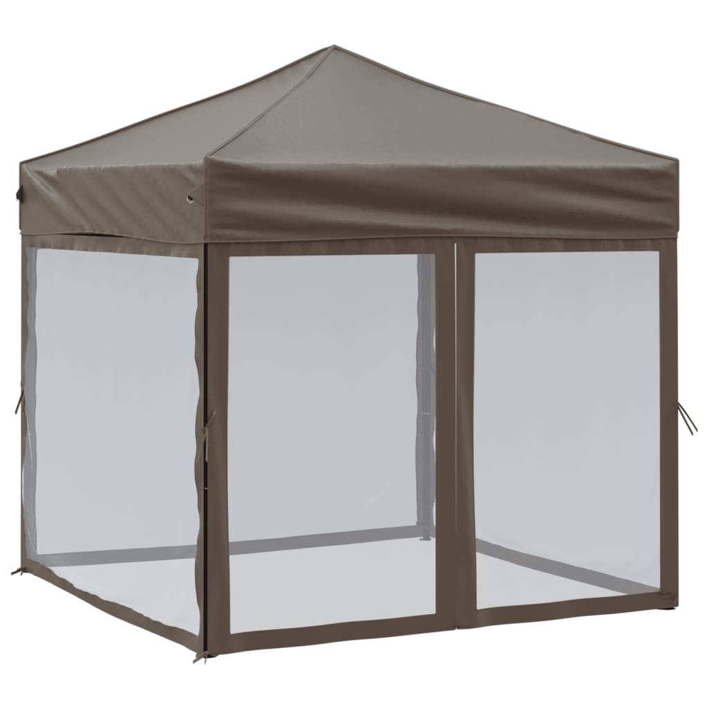 Tenda per Feste Pieghevole con Pareti Laterali Tortora 2x2 m