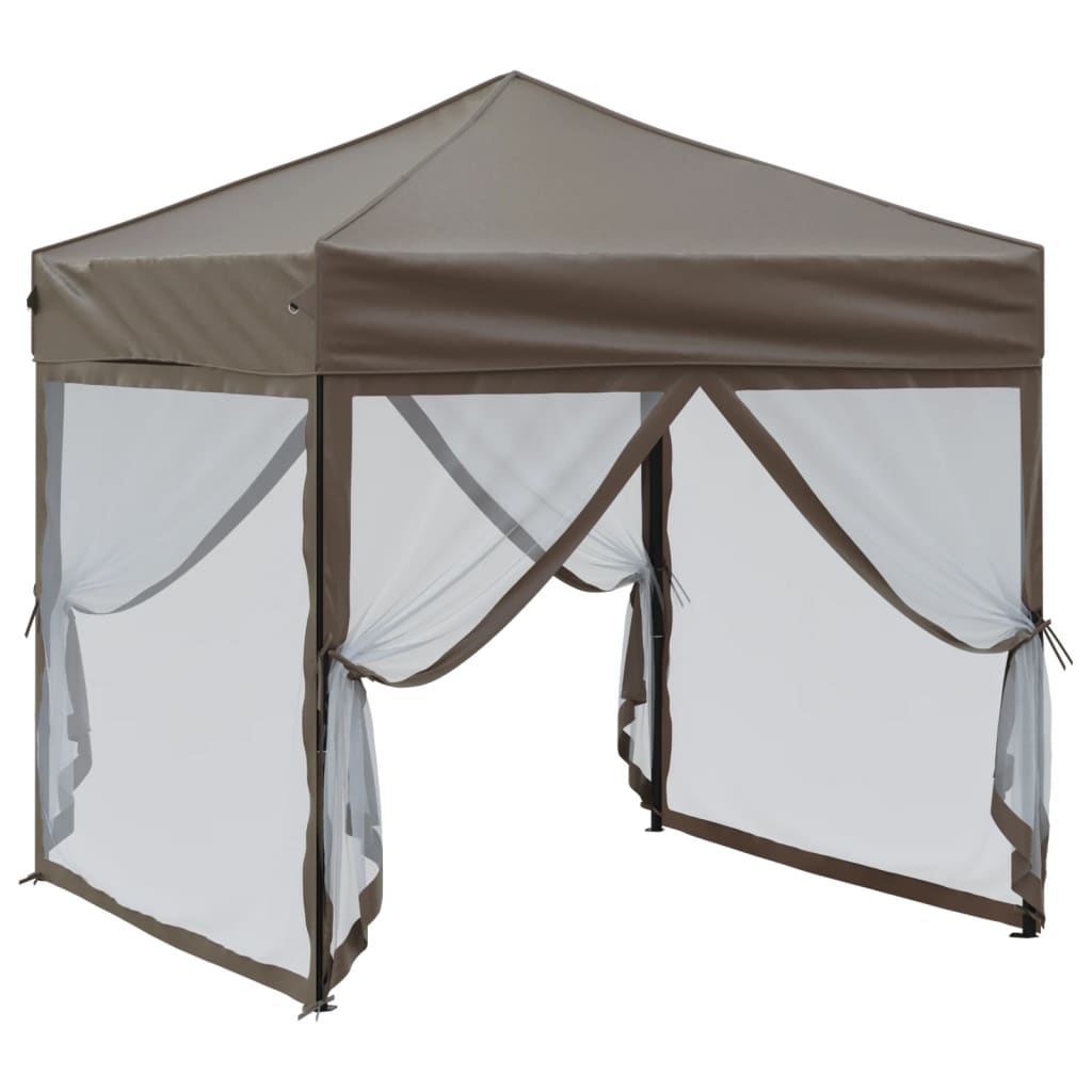 Tenda per Feste Pieghevole con Pareti Laterali Tortora 2x2 m