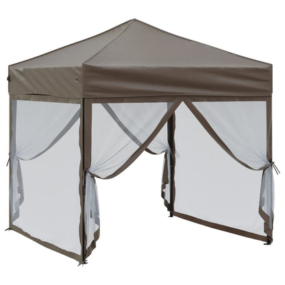 Tenda per Feste Pieghevole con Pareti Laterali Tortora 2x2 m