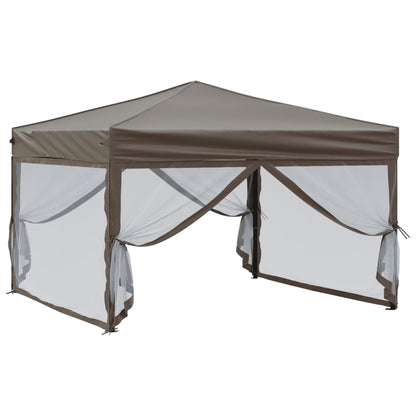 Tenda per Feste Pieghevole con Pareti Laterali Tortora 3x3 m
