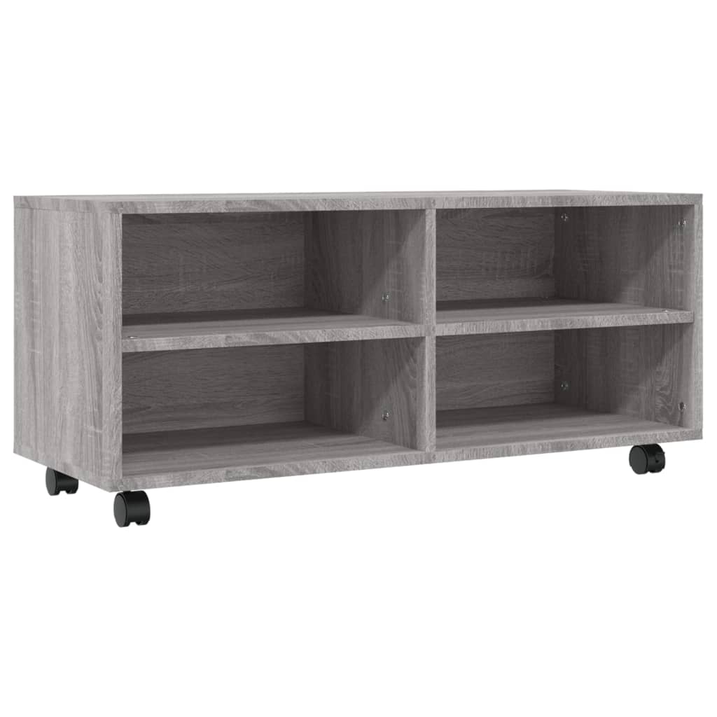Mobile TV con Ruote Grigio Sonoma 90x35x35cm Legno Multistrato