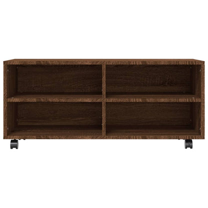 Mobile TV con Ruote Rovere Marrone 90x35x35cm Legno Multistrato