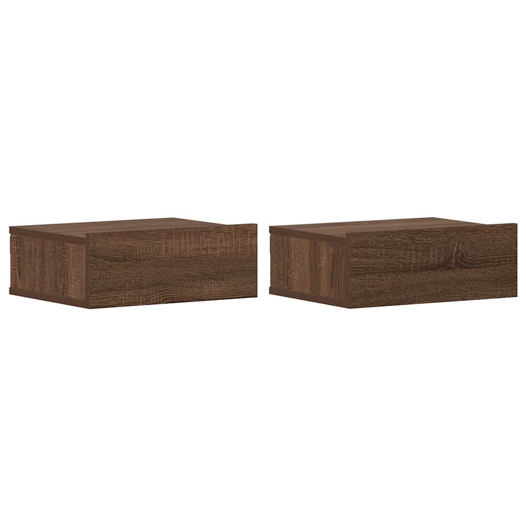 Comodini Pensili Rovere Marrone 2pz 40x30x15 Legno Multistrato