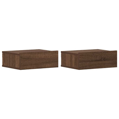 Comodini Pensili Rovere Marrone 2pz 40x30x15 Legno Multistrato