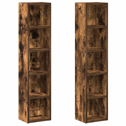 Mobili Porta CD 2pz Rovere Fumo 21x16x93,5cm Legno Multistrato