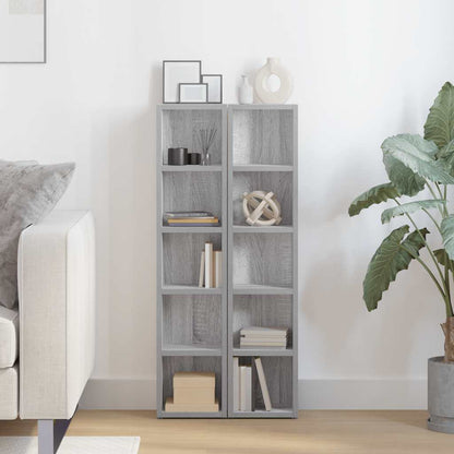 Mobili Porta CD 2pz Grigio Sonoma 21x16x93,5 Legno Multistrato
