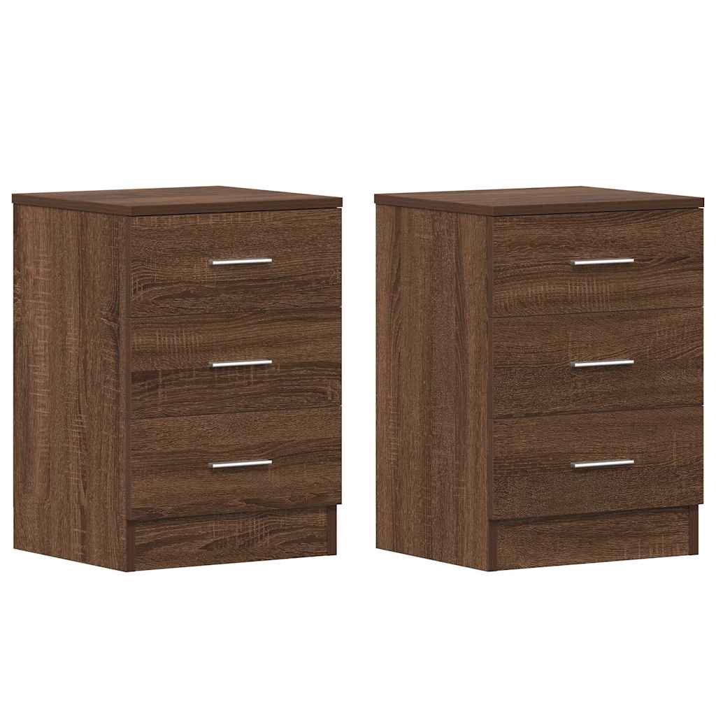 Comodini 2 pz Rovere Marrone 38x35x56 cm in Legno Multistrato