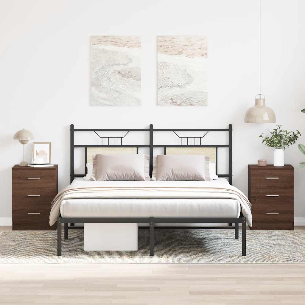 Comodini 2 pz Rovere Marrone 38x35x56 cm in Legno Multistrato