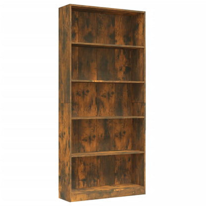 Libreria a 5 Ripiani Rovere Fumo 80x24x175 cm Legno Multistrato