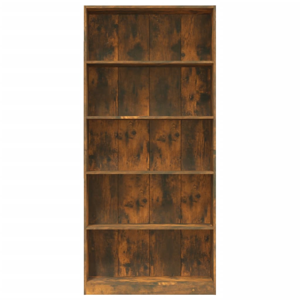 Libreria a 5 Ripiani Rovere Fumo 80x24x175 cm Legno Multistrato
