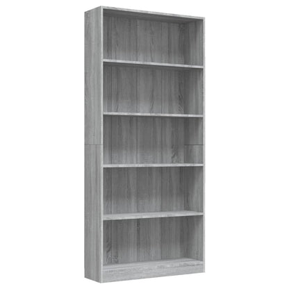 Libreria 5 Ripiani Grigio Sonoma 80x24x175 cm Legno Multistrato