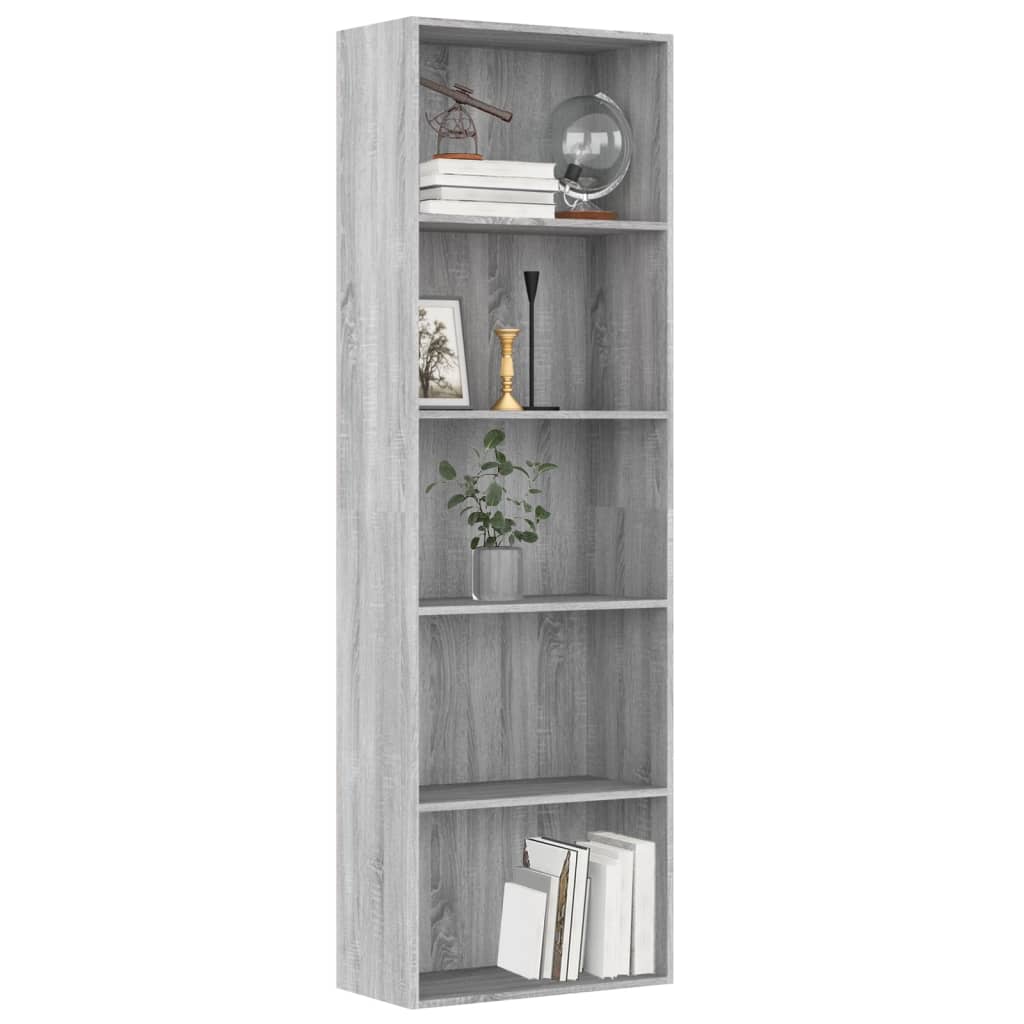 Libreria 5 Ripiani Grigio Sonoma 60x30x189 cm Legno Multistrato