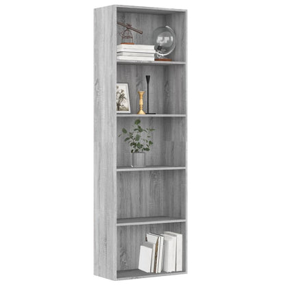 Libreria 5 Ripiani Grigio Sonoma 60x30x189 cm Legno Multistrato