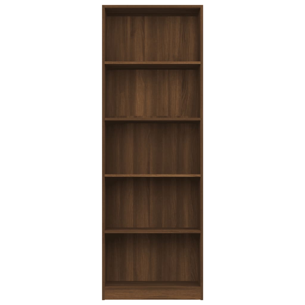 Libreria 5 Ripiani Rovere Marrone 60x24x175cm Legno Multistrato