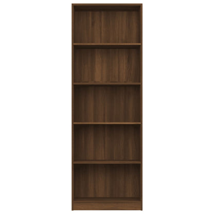 Libreria 5 Ripiani Rovere Marrone 60x24x175cm Legno Multistrato