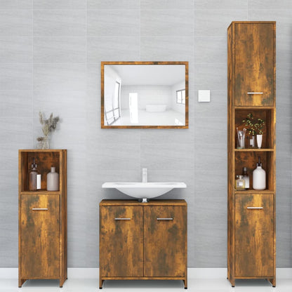 Armadietto Bagno Rovere Fumo 30x30x183,5cm Legno tecnico