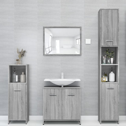 Armadietto Bagno Grigio Sonoma 30x30x183,5 cm Legno tecnico