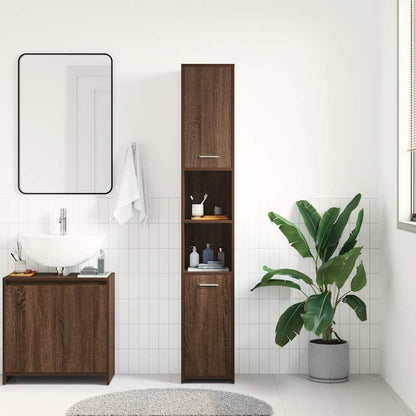 Armadietto Bagno Rovere Marrone 30x30x183,5cm Legno tecnico