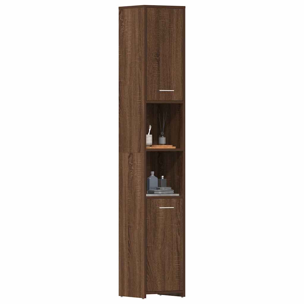 Armadietto Bagno Rovere Marrone 30x30x183,5cm Legno tecnico