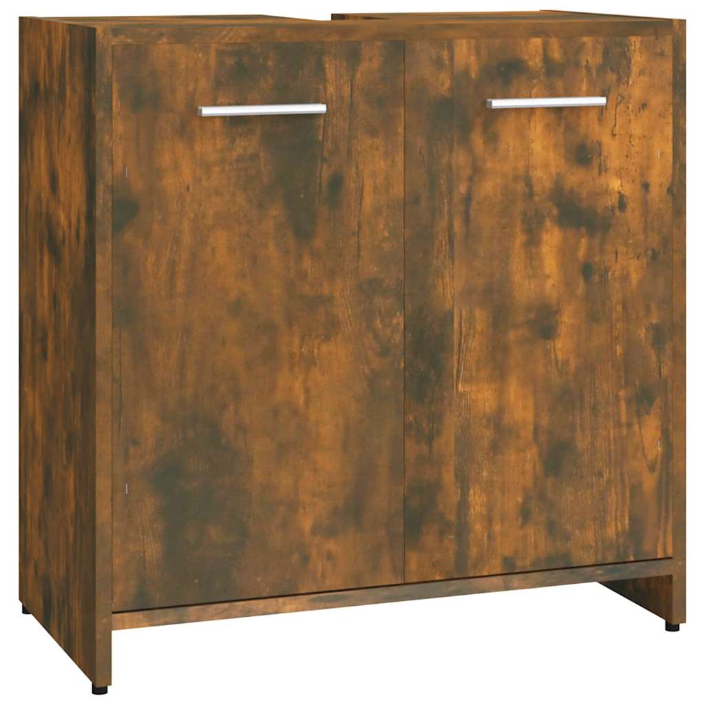 Armadietto Bagno Rovere Fumo 60x33x60 cm in Legno Multistrato