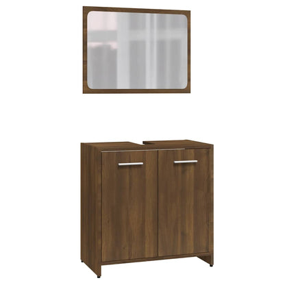 Set Mobili da Bagno Rovere Marrone in Legno Multistrato