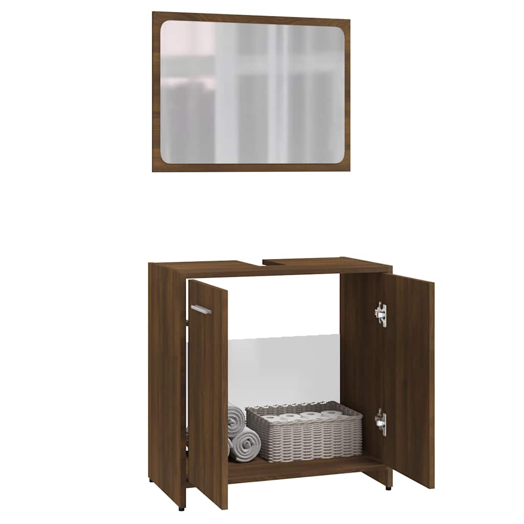 Set Mobili da Bagno Rovere Marrone in Legno Multistrato