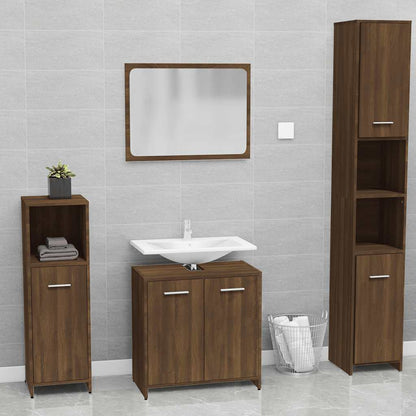 Set Mobili da Bagno Rovere Marrone in Legno Multistrato