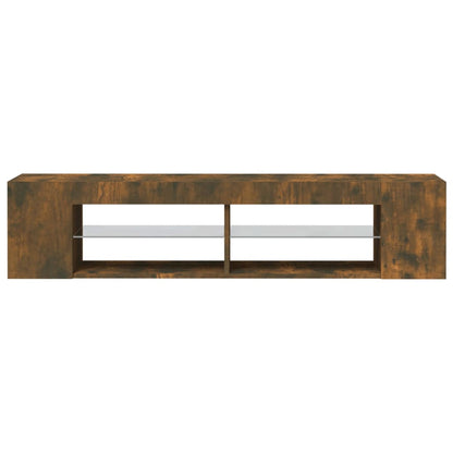 Mobile Porta TV con Luci LED Rovere Fumo 135x39x30 cm