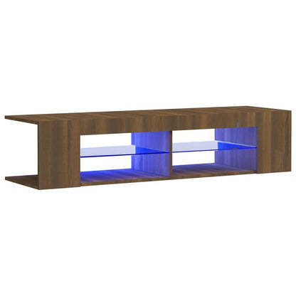 Mobile Porta TV con Luci LED Rovere Marrone 135x39x30 cm