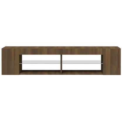 Mobile Porta TV con Luci LED Rovere Marrone 135x39x30 cm