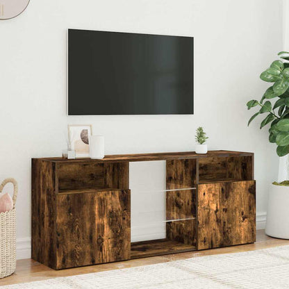 Mobile Porta TV con Luci LED Rovere Fumo 120x30x50 cm